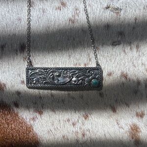 Silver Pendant Necklace with Turquoise Accent